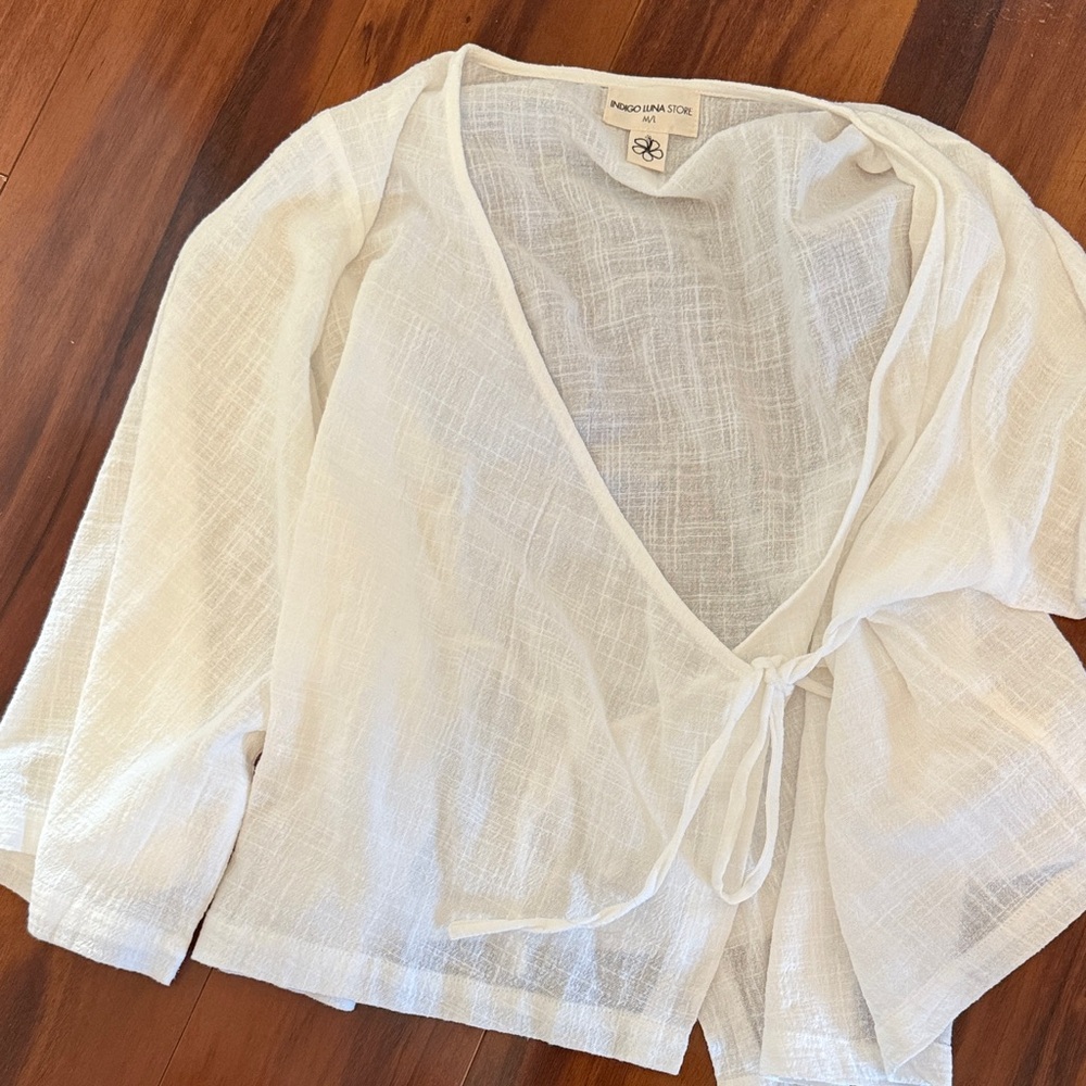 Indigo Luna Flow Wrap Top White M/L - Picture 3 of 5